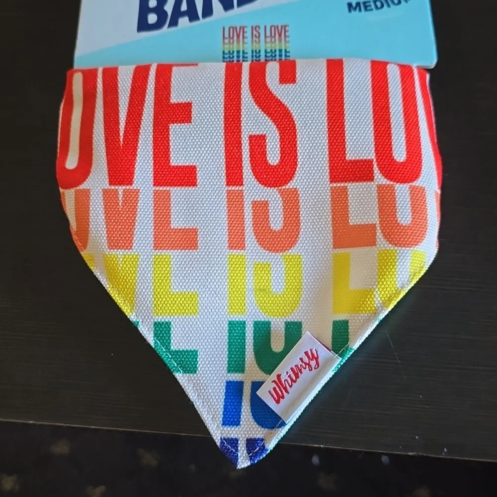Whimsy Dog Bandana Collar‎ Size Medium Love is Love NWT